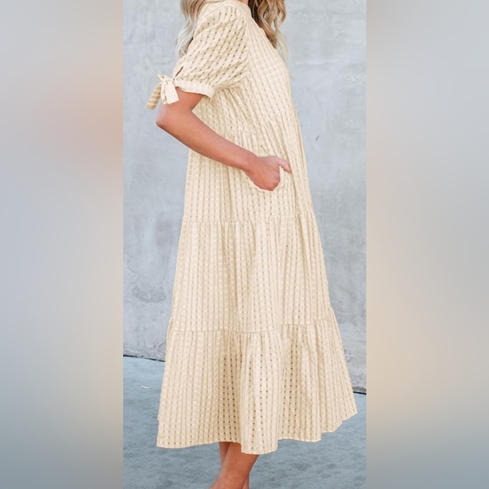 NWT BOHO Eyelet Tiered Dress - Lightweight Summer Style Size L